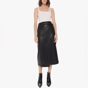 MOTHER - Thats A Wrap Vegan Leather Wrap Black Midi Skirt